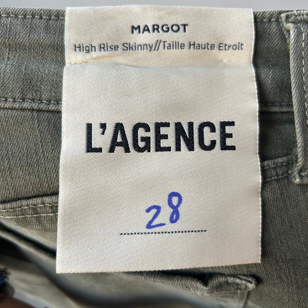L’Agence Jeans Margot High Rise Skinny Olive Green Women's Size 28 NWT - Picture 7 of 10